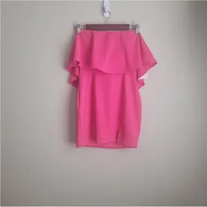 NWT Superdown Catalina Ruffle Tube Party Mini Dress in Hot Pink Size‎ S thumbnail 5
