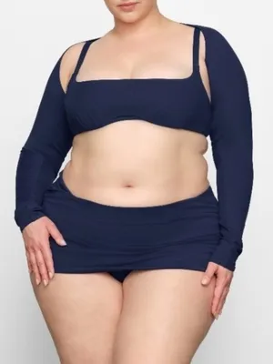 SKIMS NWT Sculpting Swim Long Sleeve Shurg Midnight Blue Size S thumbnail 1