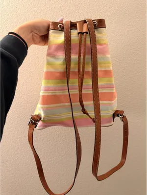 Vintage Coach Hamptons Watercolor Stripe Drawstring Backpack 2009 thumbnail 2