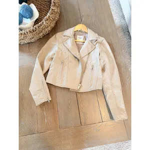 Abercrombie & Fitch Vegan Leather Moto Jacket Womens Tan S thumbnail 3