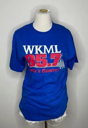 5/$25💜 Soffe- Navy Blue "WKML 95.7 Today's Country" T-Shirt thumbnail 1