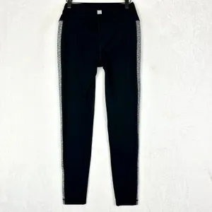 Vuori Women's Racer Leggings Size Medium Black Gray Stripe Athletic Running EUC thumbnail 2