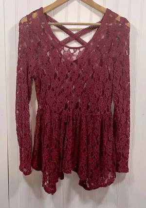 BKE sheer lace long sleeve tunic thumbnail 1