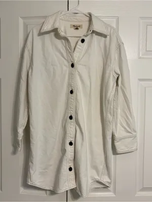 Madewell White Denim Long Sleeve Dress thumbnail 2