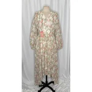 NWT IVY CITY CO Bree Floral Dress Midi Maxi Lace Trims Feminine Romantic Large thumbnail 2
