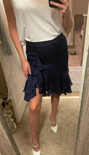 fab'rik Navy MIDI Skirt thumbnail 1