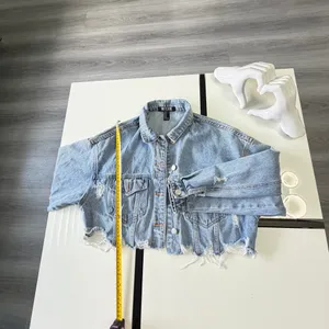 Meghan LA Women’s Cropped Distressed Denim Jacket – Size M 💙✨ thumbnail 11