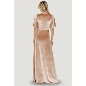 BALTIC BORN Meghan Velvet Wrap Maxi Dress Champagne Holiday Party Stretch Large thumbnail 8