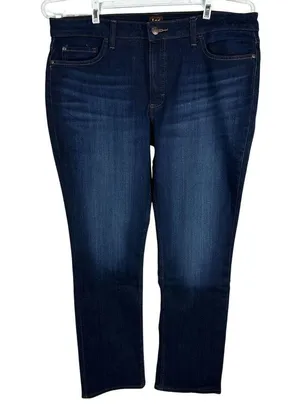 Lee Womens Straight Mid Rise Jeans Size 18 Long Dark Blue Cotton Blend Denim thumbnail 1