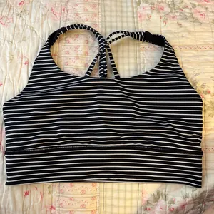 Lululemon Athletica Black and White Striped Sports Bra thumbnail 1