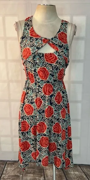 Lilka by Anthropologie Multicolor Floral Front Cutout Sleeveless Sundress Small thumbnail 1