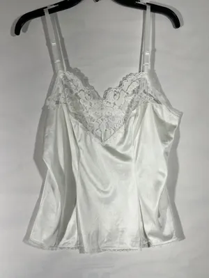 VTG Vassarette Lace Trim Camisole Top Women‎ L White USA Made Y2K Minimalist thumbnail 1