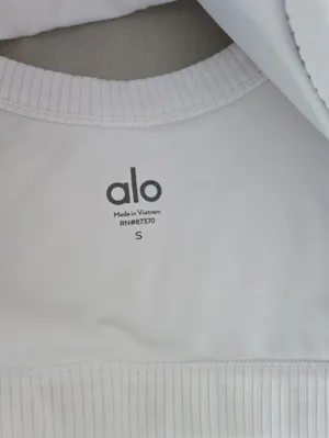 Alo Yoga White Ribbed Wellness Slort Bra Size S thumbnail 4