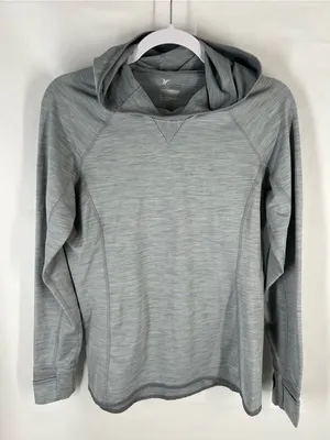 Old Navy Active Go-Dry Gray Hooded Athletic Pullover Top Size M thumbnail 1