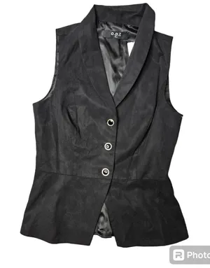 O.P.T. Black‎ Sleeveless 3 Button Vest Black Size 6 thumbnail 1