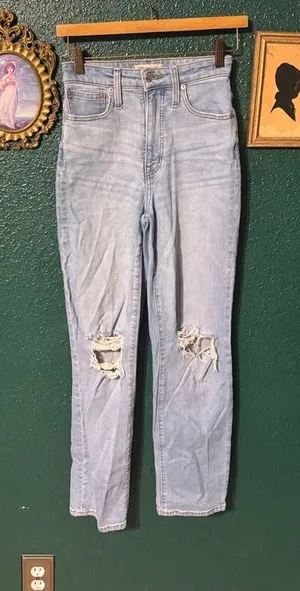 Madewell Denim Curvy Perfect Straight Jeans Sz 24 Distressed thumbnail 1