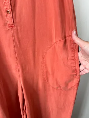 Anthropologie Saturday Sunday Ilene Button Front Jumpsuit Orange Pockets Fall Sm thumbnail 7