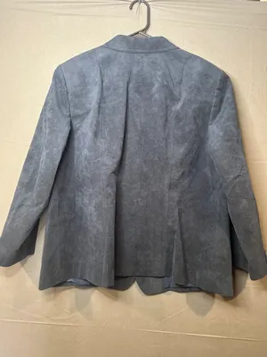 Vintage Tak Tak Tailor Hong Kong Women’s Navy Blue Suede-Look Blazer Jacket thumbnail 4