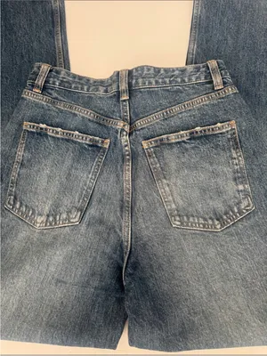 Zara Women's Wide Leg Raw Hem Jeans New No Tags Size 4 Medium Wash thumbnail 9