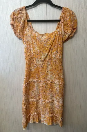 Sim and Sam Orange Square Neck‎ Mini Dress size medium thumbnail 1