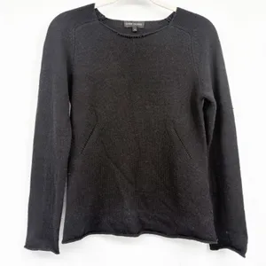Estheme Cachemire Women Black 100% Cashmere Pointelle Minimalist Sweater Size S thumbnail 1