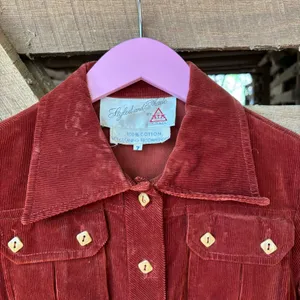 Vintage 70s Rust Corduroy Safari Field Jacket thumbnail 4