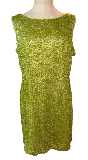 Marc New York Andrew Marc Lime Green Sequin Mini Dress Women's Size 14 NWT thumbnail 1