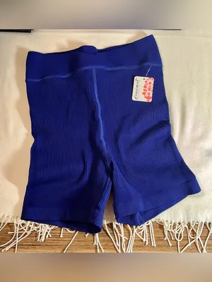NWT FP Movement Free Throw Shorts S Small Outerspace Blue Crossover Ribbed $40 thumbnail 3