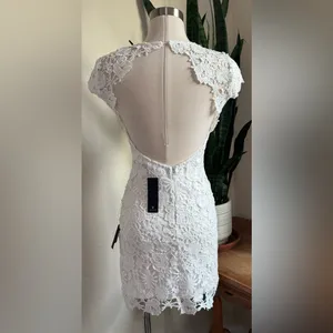 Lulus White Floral Lace Open Back Mini‎ Dress XXS thumbnail 2