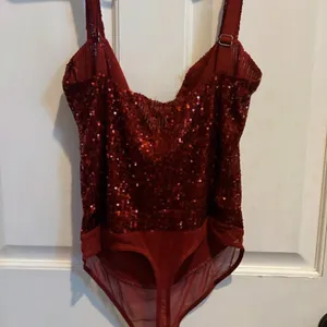 NWT Free People Red Sequin Sweetheart Bodysuit Party Going Out Top thumbnail 7