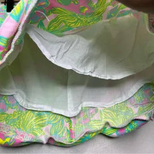 Lilly Pulitzer‎ Women White Tag Skirt 6 Pink Green Koala Floral Scalloped Mini thumbnail 4