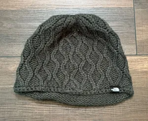 The North Face Cable Knit Beanie Charcoal Grey Logo Winter Hat OSFM Gorpcore thumbnail 1