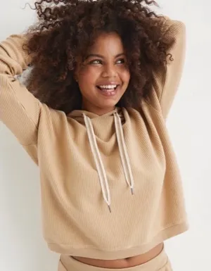 Aerie Sandy Ribbed Cropped Hoodie thumbnail 1