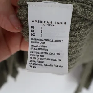 American Eagle Outfitters Cardigan Sweater Womens Large Olive Green Knit Ribbed thumbnail 3