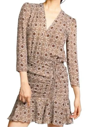 Veronica Beard Alamo Printed Silk Wrap Ruched Dress Size 4 thumbnail 1