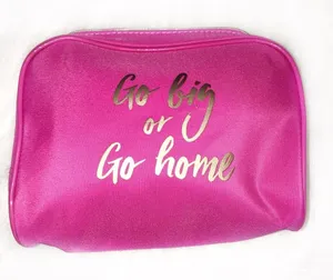Go Big or Go home pink & gold nwot cosmetic bag thumbnail 1