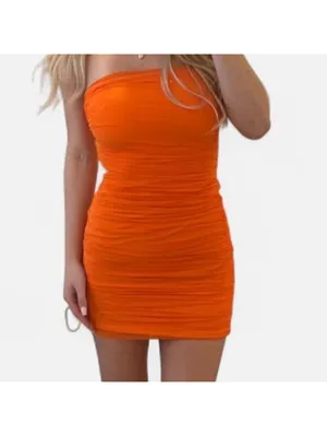 THATSSOFETCH Orange Ruched Cutout Mini Dress | Vacation Party Club Dress | US 2 thumbnail 6