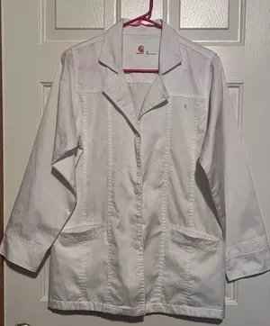 Carhartt Women's White Button Front Two Pockets Jacket Size S 29" Long x 20" PTP thumbnail 1