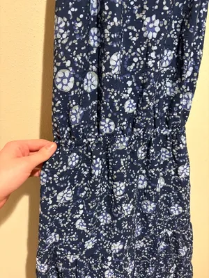 Madewell Cross-Back Halter Midi Dress in Vineyard Medallion Navy Blue thumbnail 6