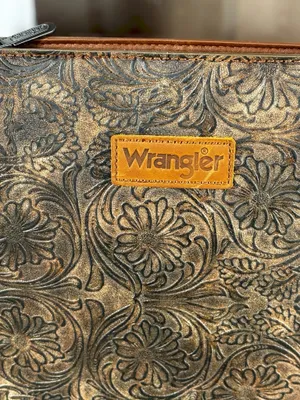 Wrangler Womens Floral Embossed Fringe Adjustable Strap Brown Hobo Crossbody Bag thumbnail 7