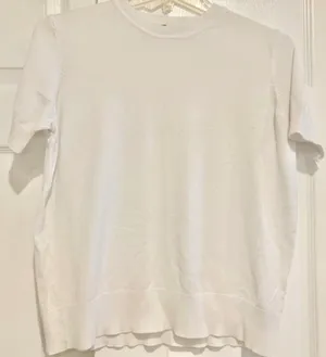 M&S Marks & Spencer White Knitted Crew Neck Short Sleeve Top – US 10 / UK 12 thumbnail 6