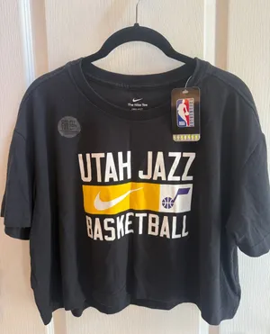 Nike Black Utah Jazz Graphic Basketball Tee with Yellow and Purple Accents thumbnail 1