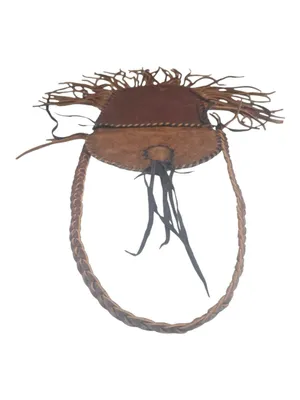 Vintage: OOAK Handmade ☀︎︎ Fringe Whipstitiched Medicine Bag ☀︎︎ Brown Leather thumbnail 4