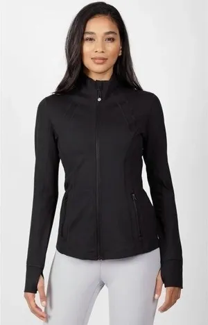 90 Degree by Reflex Women's Sz Large Full Zip Runner Jacket Black Stretch Pocket thumbnail 1