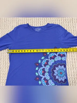 Coolibar women's long-sleeve sun protection shirt size Large blue thumbnail 4
