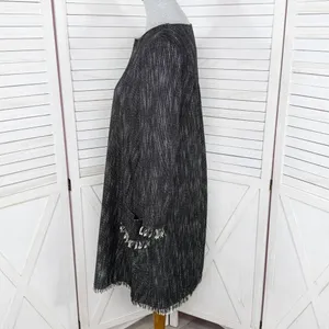 Nanette Lepore Tweed Fringe Hem Pocket Shift Dress Black‎ 6 Boho Lagenlook thumbnail 3