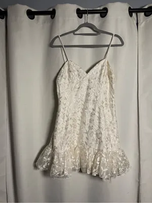 Lulus Lavish Lifestyle White Embroidered Ruffled Mini Dress Size Large thumbnail 5
