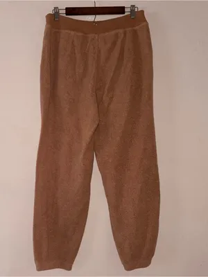 Aerie Tan Sherpa Fleece Joggers with Front Zip Detail Size Large thumbnail 4