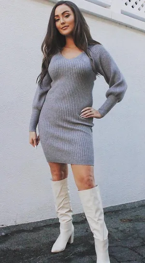 Gray Midi Sweater Dress thumbnail 2