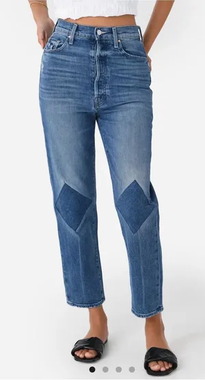 MOTHER SUPERIOR Sz 29 Patch Knee Women's The Tune Up Crop Jean thumbnail 1
